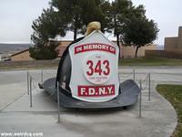 A Large FDNY Fire Helmet pays tribute to 9/11 in Barstow