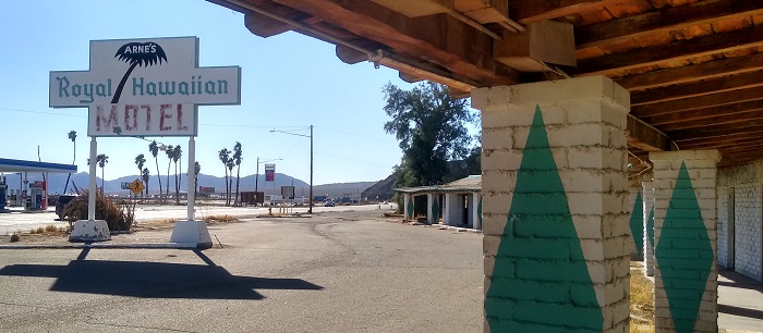 This rundown motel sits along Baker's main street.